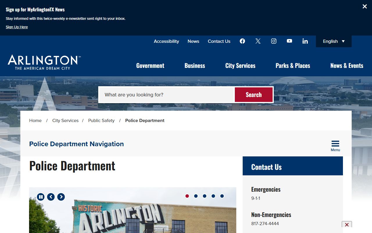Arlington Police Department website for booking reports and arrest records in Arlington Texas