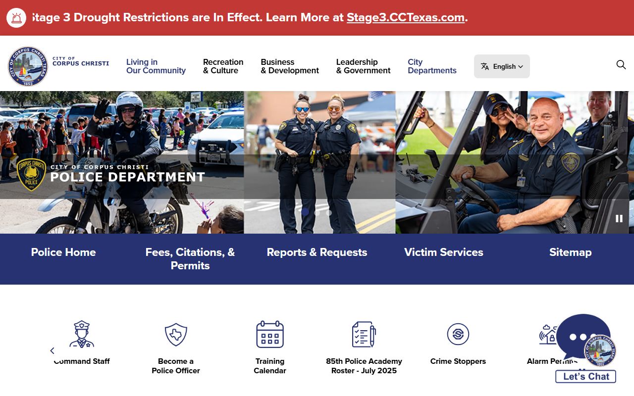 Corpus Christi Police Department website for booking reports and arrest records