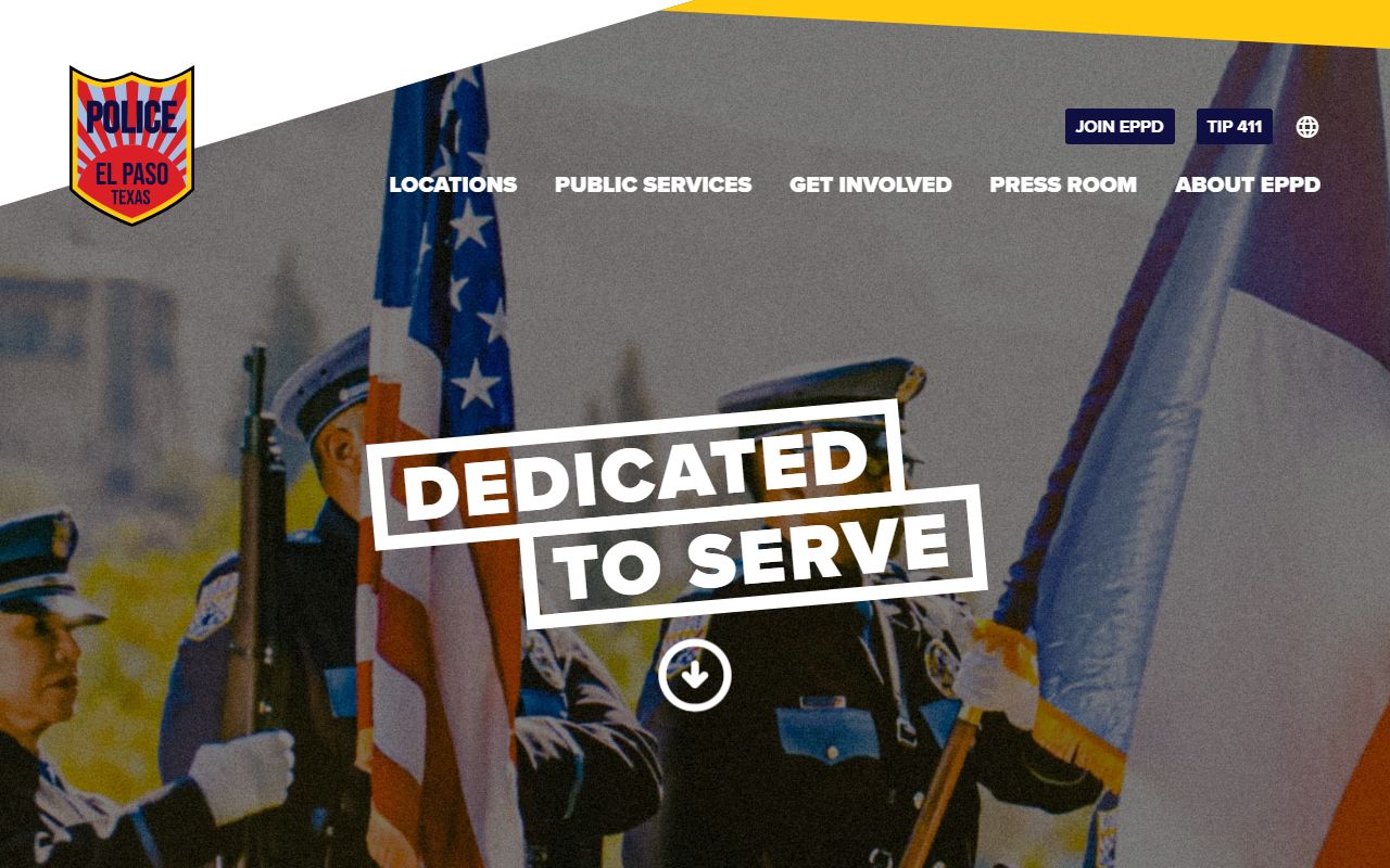 City of El Paso police department page with booking and arrest records links