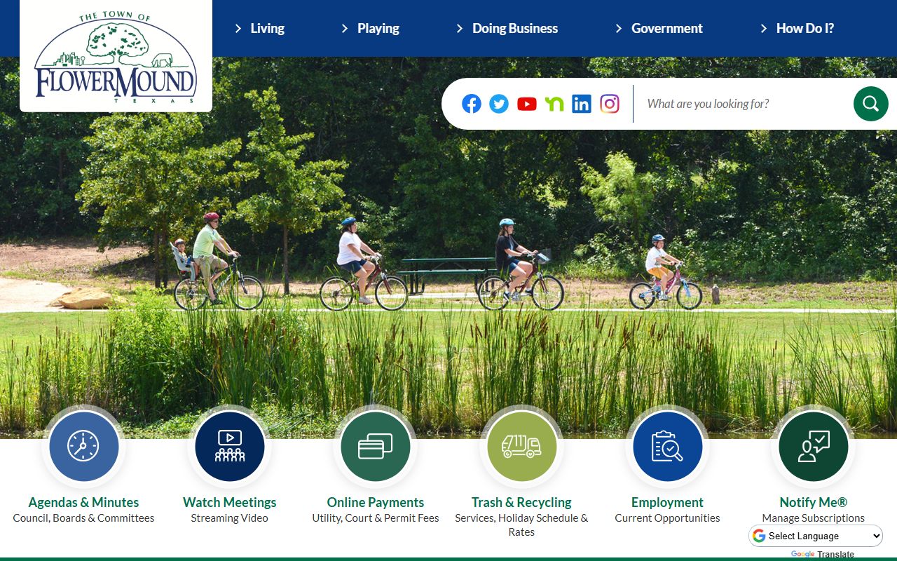 Flower Mound town website showing police department information for booking report searches