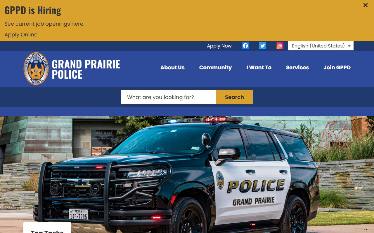 Grand Prairie Police Department website for booking reports and arrest records