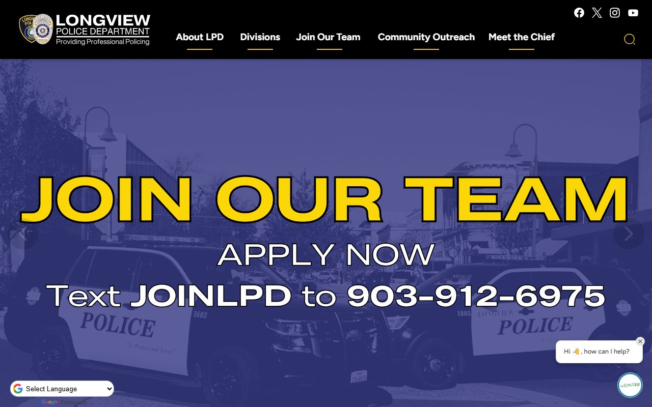 Longview Police Department page showing records request information for booking reports