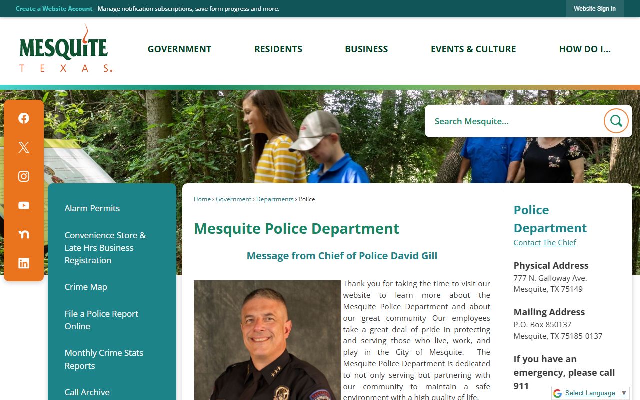 Mesquite Police Department website for booking reports and arrest record access