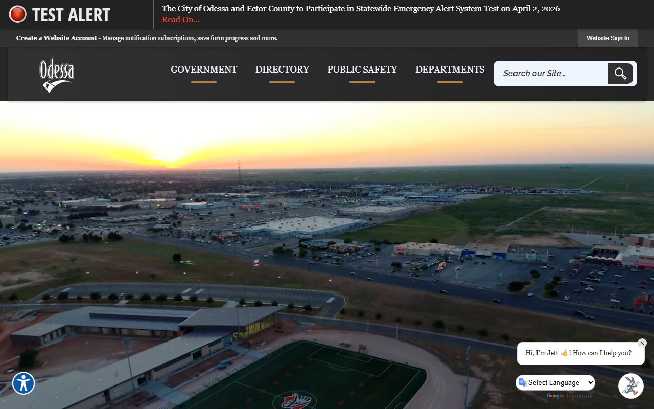 City of Odessa website for booking report access