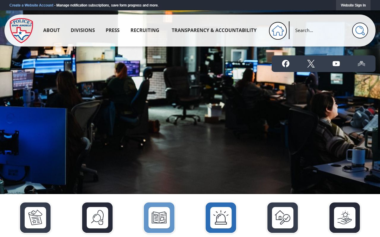San Angelo Police Department website for booking reports and arrest records