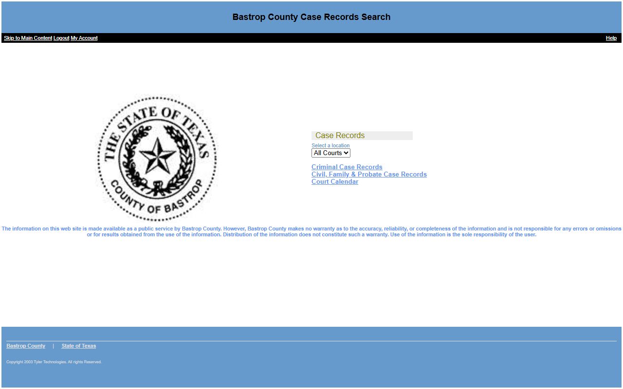 Bastrop County public records access portal for booking reports