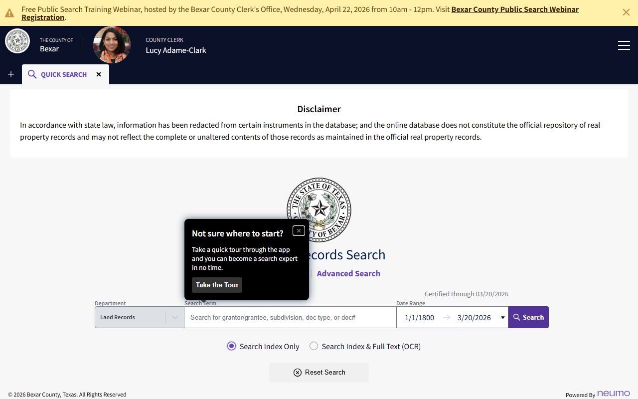 Bexar County public search portal for booking records
