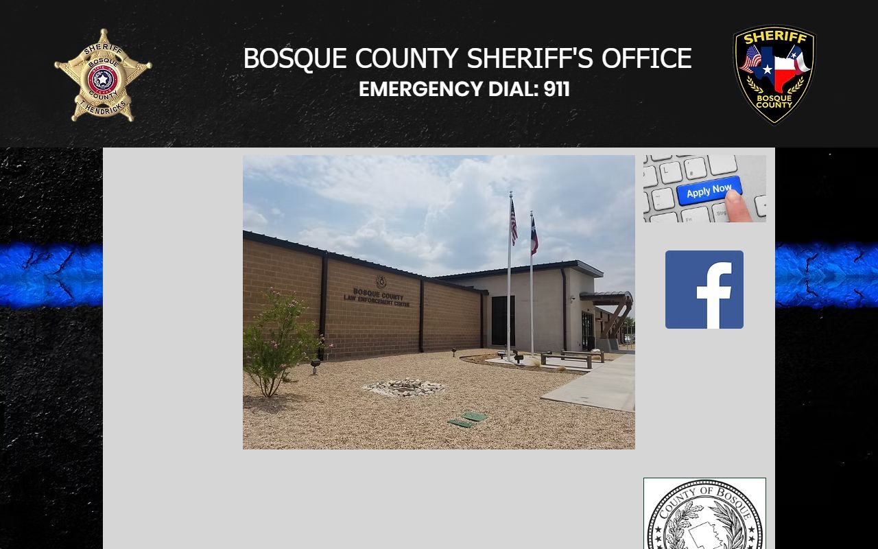Bosque County Sheriff's Office website - booking reports and inmate records