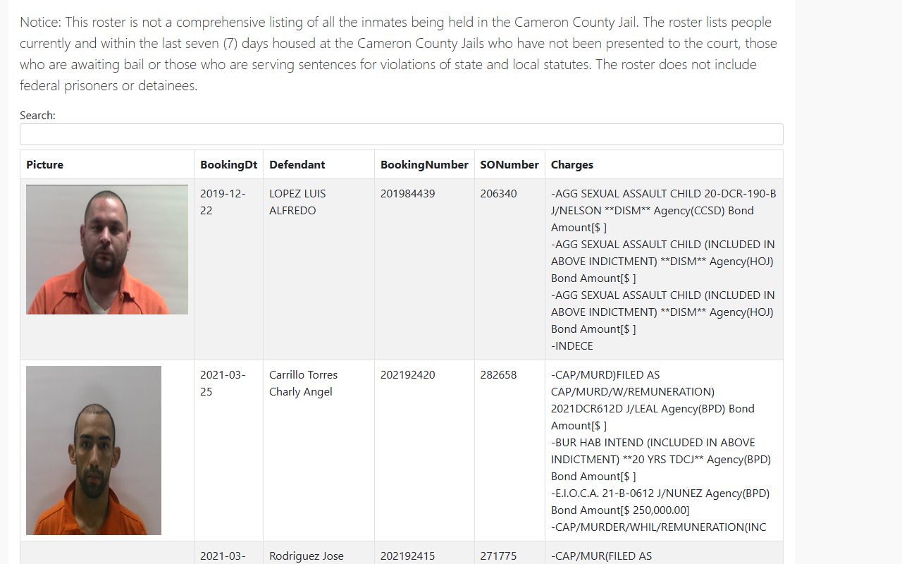 Cameron County Inmate Search - Cameron County Booking Reports