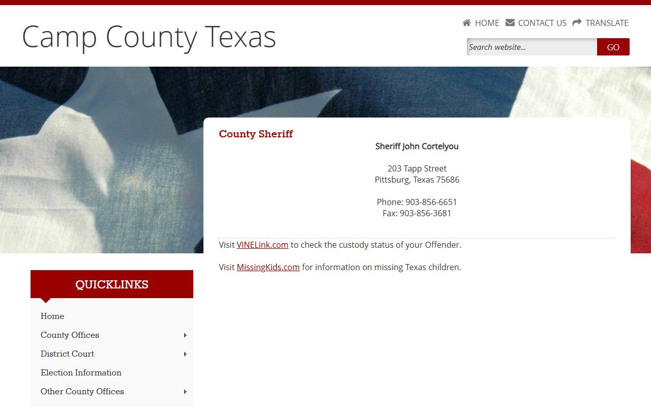 Camp County Sheriff's Office - Camp County Booking Reports