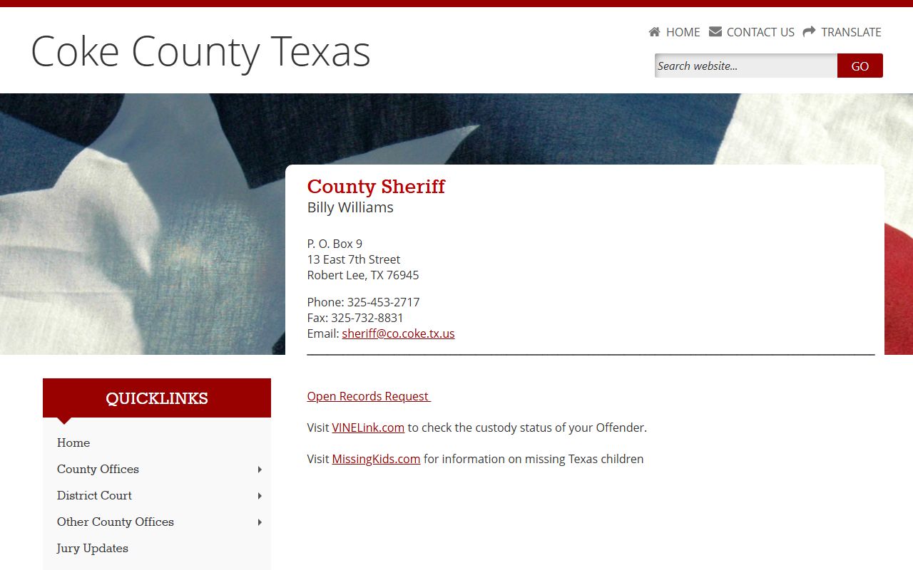 Coke County Sheriff's Office - Coke County Booking Reports