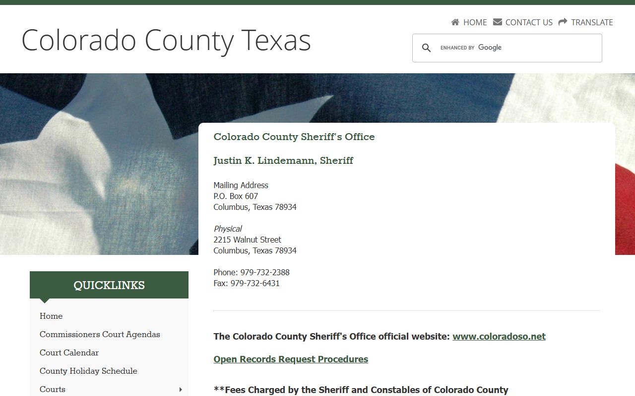 Colorado County Sheriff's Office booking reports page