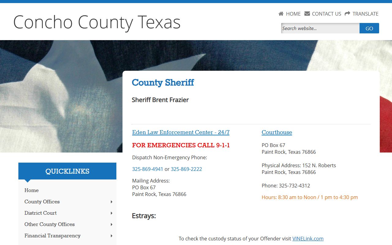 Concho County Sheriff's Office - Concho County Booking Reports