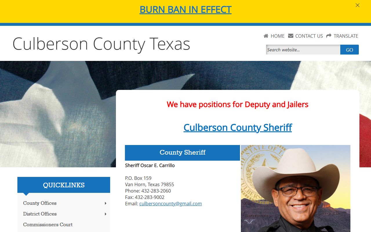 Culberson County Sheriff's Office - Culberson County Booking Reports