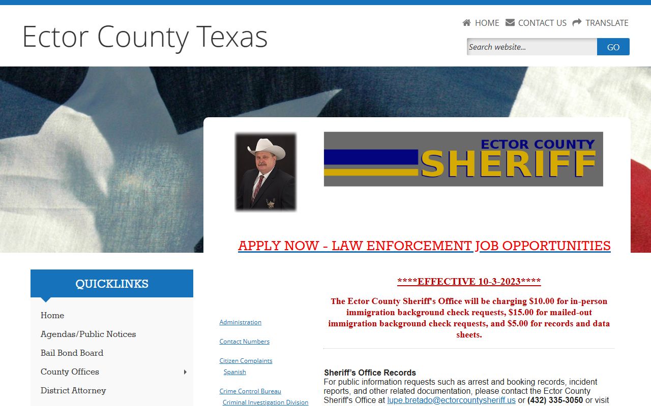 Ector County Sheriff's Office - Ector County Booking Reports