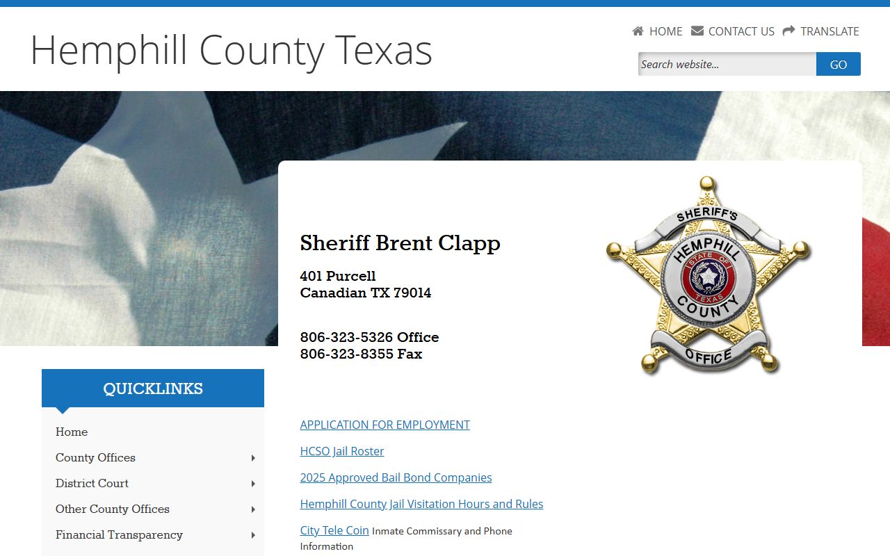 Hemphill County Sheriff - Hemphill County Booking Reports