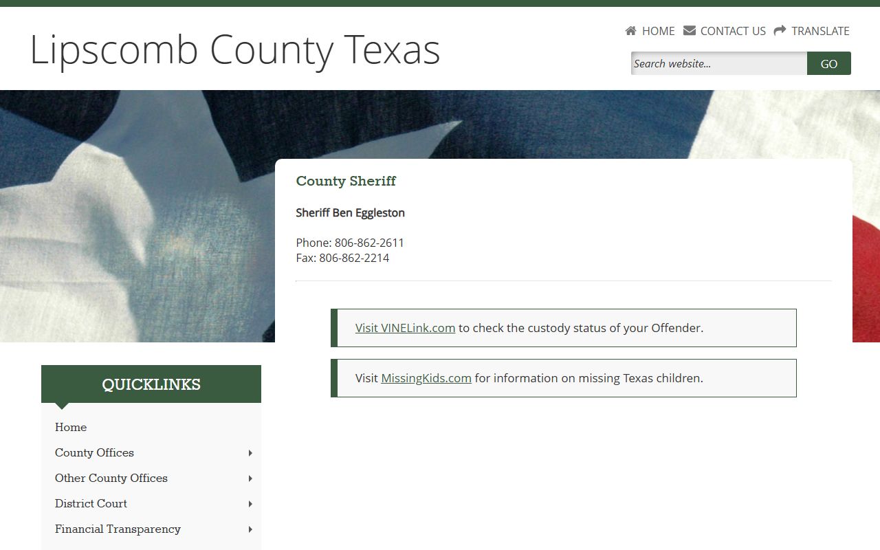 Lipscomb County Sheriff's Office - Lipscomb County Booking Reports