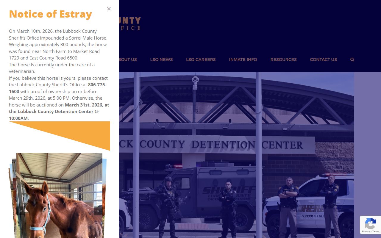 Lubbock County Sheriff's Office - Lubbock County Booking Reports