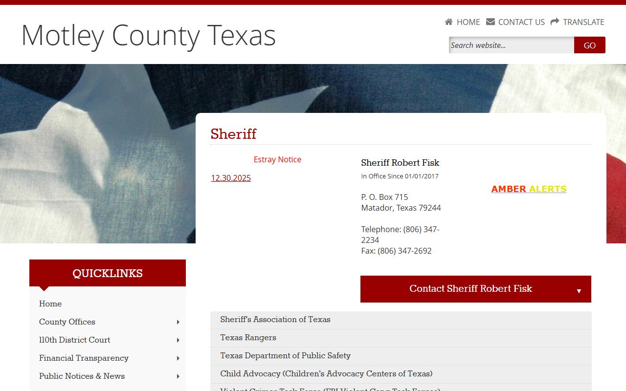 Motley County Sheriff's Office - Motley County Booking Reports