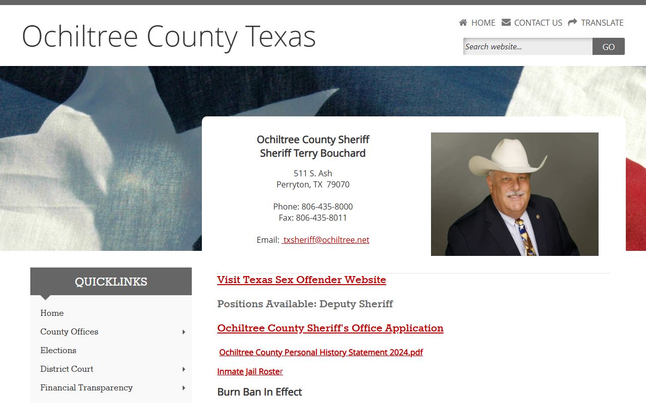 Ochiltree County Sheriff's Office - Ochiltree County Booking Reports