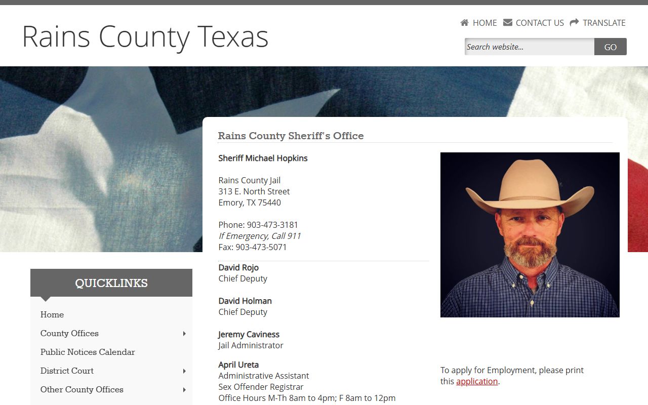Rains County Sheriff Office - Rains County Booking Reports