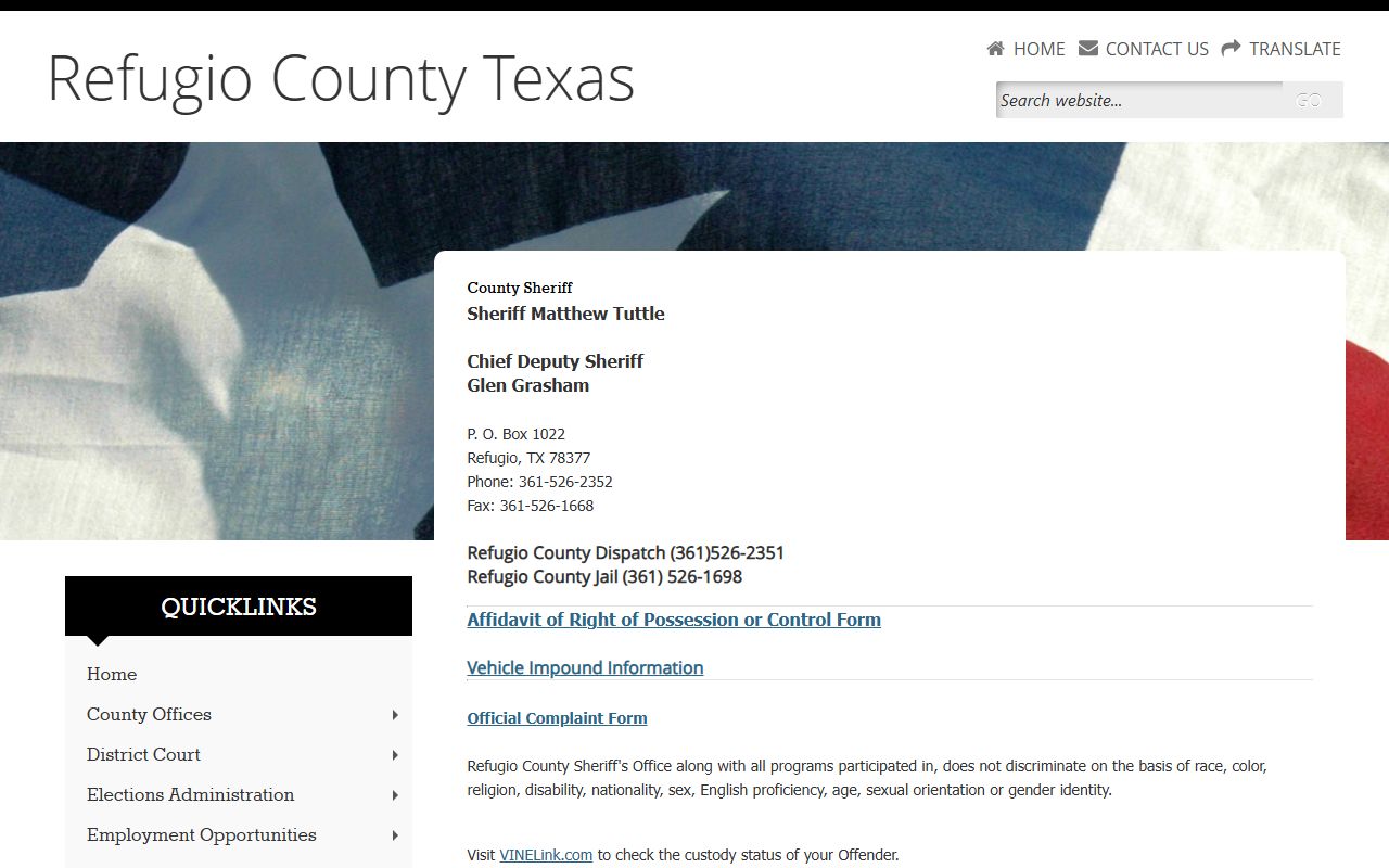 Refugio County Sheriff Office - Refugio County Booking Reports