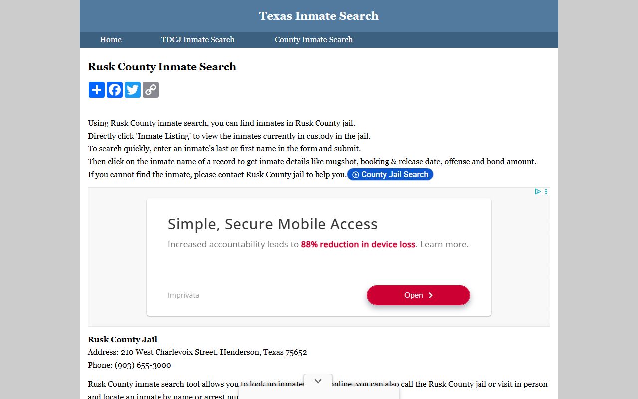 Rusk County Inmate Search - Rusk County Booking Reports
