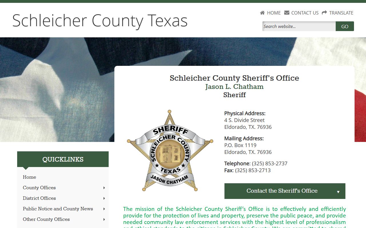 Schleicher County Sheriff's Office - Schleicher County Booking Reports
