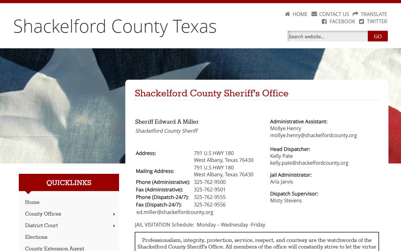 Shackelford County Sheriff's Office - Shackelford County Booking Reports
