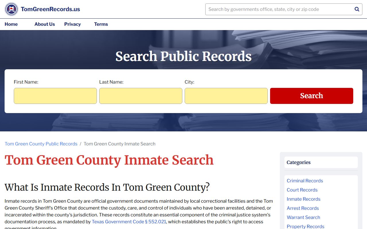 Tom Green County Inmate Search - Tom Green County Booking Reports