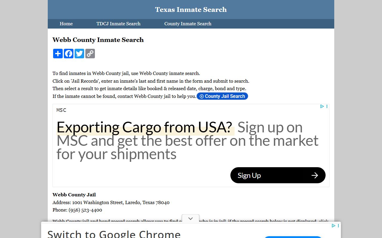 Webb County Inmate Search - Webb County Booking Reports