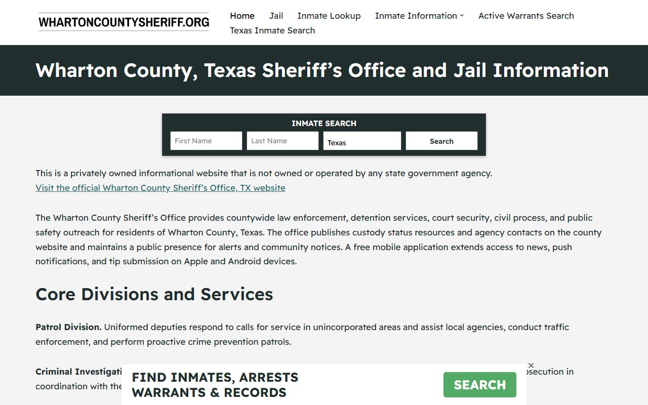Wharton County Sheriff Office - Wharton County Booking Reports