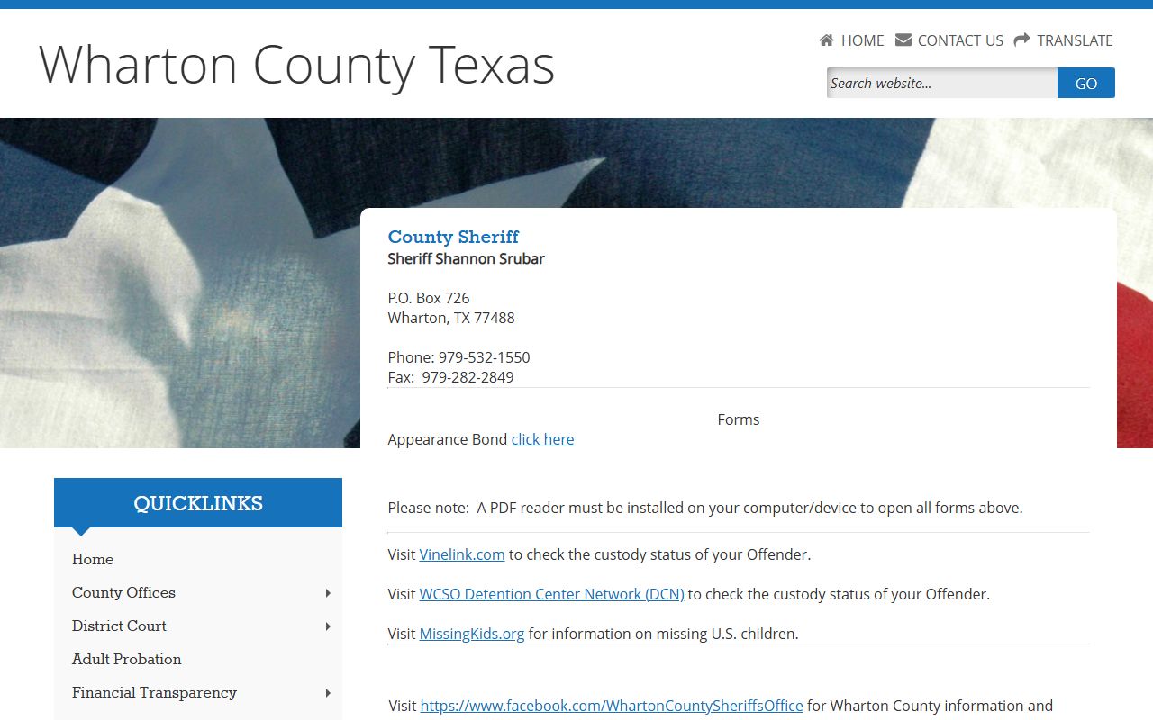 Wharton County Sheriff - Wharton County Booking Reports