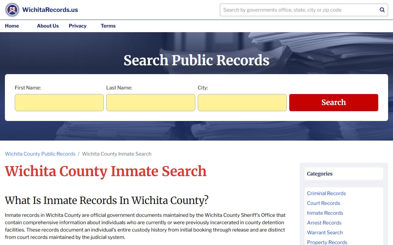 Wichita County Inmate Search - Wichita County Booking Reports