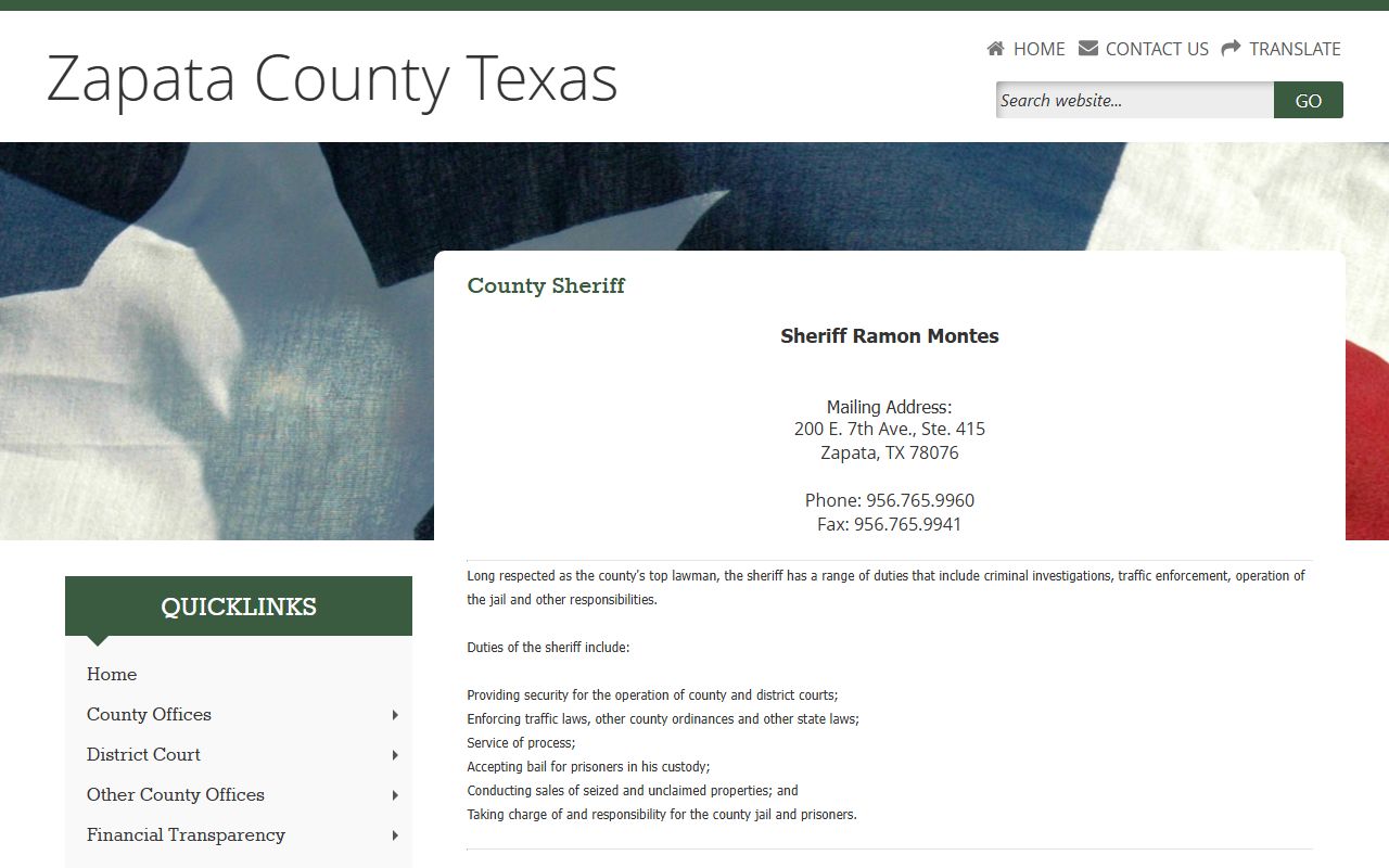 Zapata County Sheriff - Zapata County Booking Reports