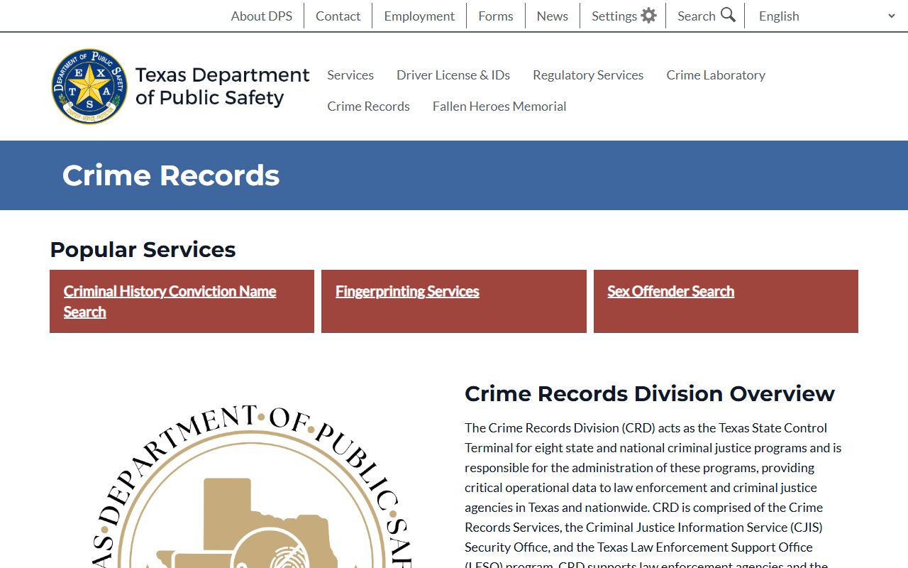Texas DPS Crime Records Division booking reports