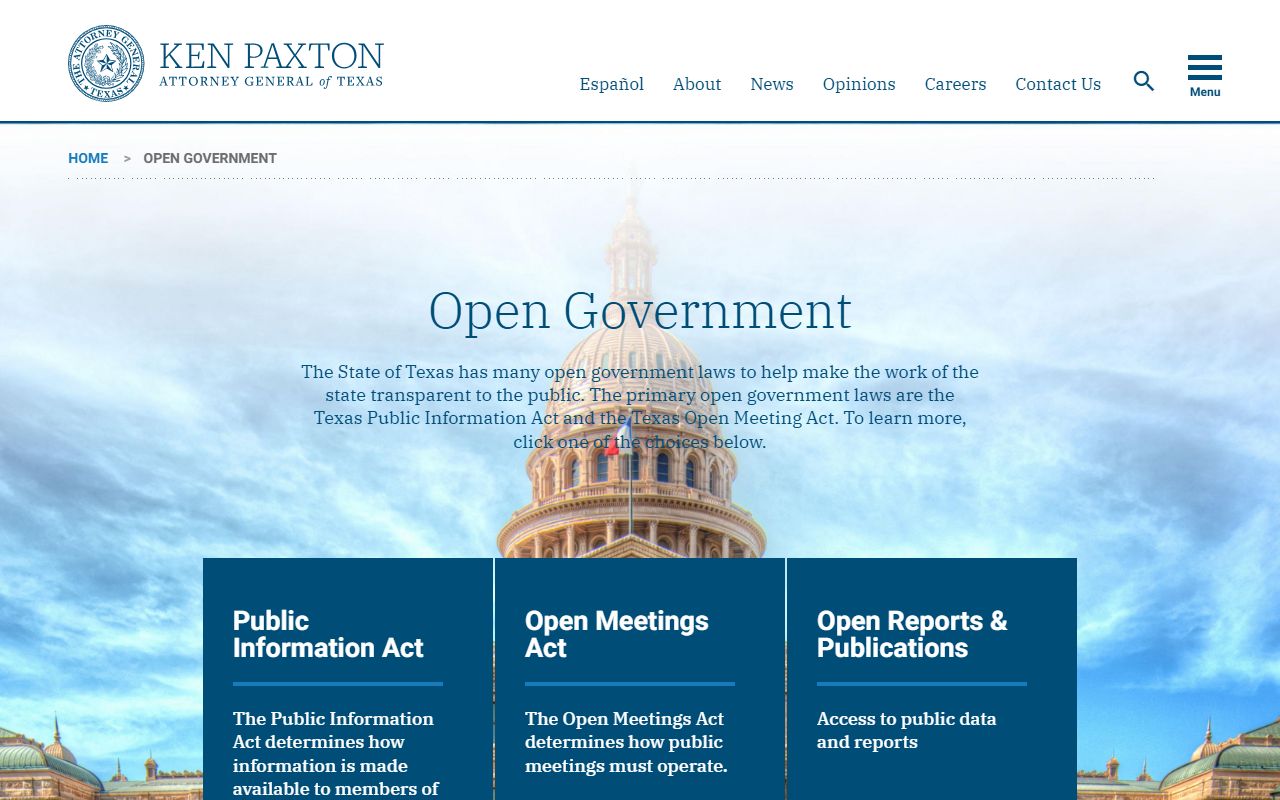 Texas Attorney General open government booking reports