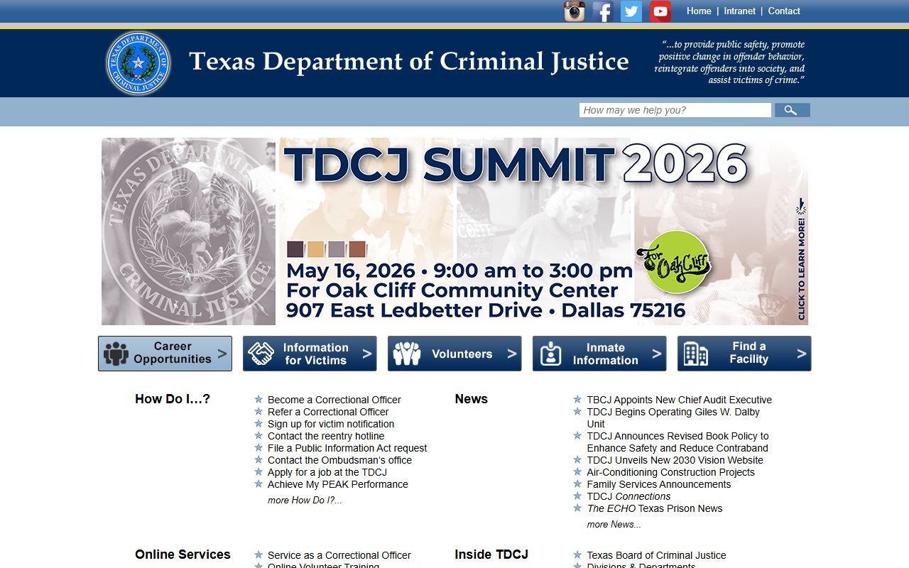 Texas Department of Criminal Justice booking reports